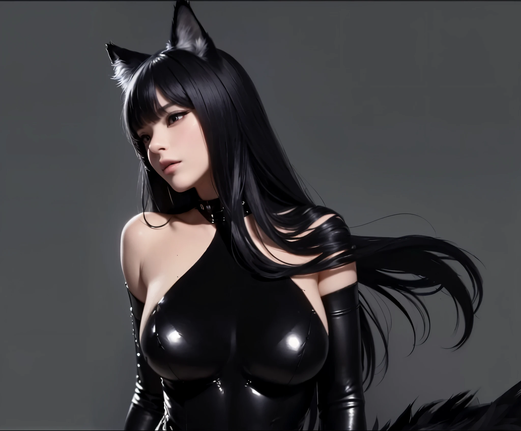 wear黑色皮夹克, Has attractive curves, 戴着cat woman面具., cat woman, (best quality, 4K, 8K, high resolution, masterpiece:1.2), Black leather set, High heel, Super detailed, (actual, realistically, realistically:1.37), cat woman, Conceptual artist style, (realistically:1.2), (endless reality), (masterpiece:1.2), (best quality), (Ultra-detailed), (8K, 4K, complicated), wear, wearing gloves,,Has the body and head of a wolf,But the feathers and tail are those of a crow, Shown in (Cold pressed 300² cottShown in ), Dynamic, The content is very detailed, artstatiShown in, cShown incept art, Smooth, sharp focus, illustratiShown in, Works by John William Waterhouse, details by Carl LarssShown in, detailed cavern background, 60-30-10 Color Rules, warm tShown ines, light, studio lighting, White background, pastel colors