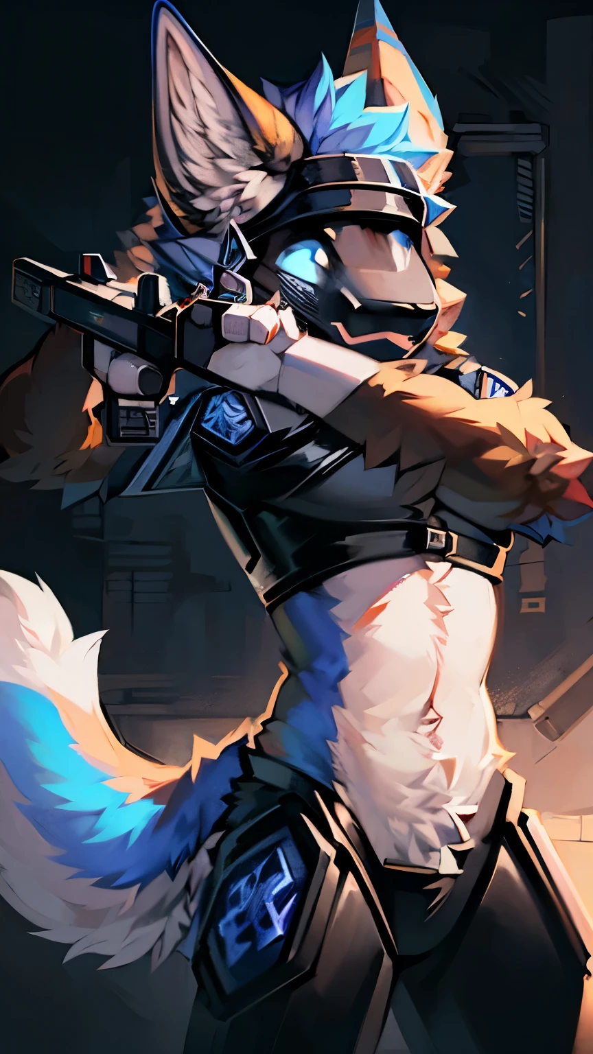 furry, police, furry police, furry sheriff, gun holding pose, future
