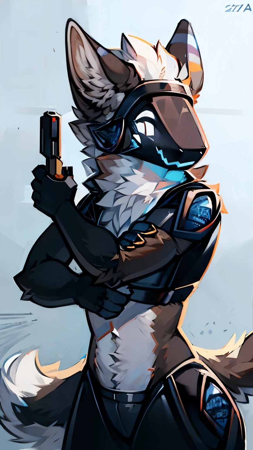 furry, police, furry police, furry sheriff, gun holding pose, future