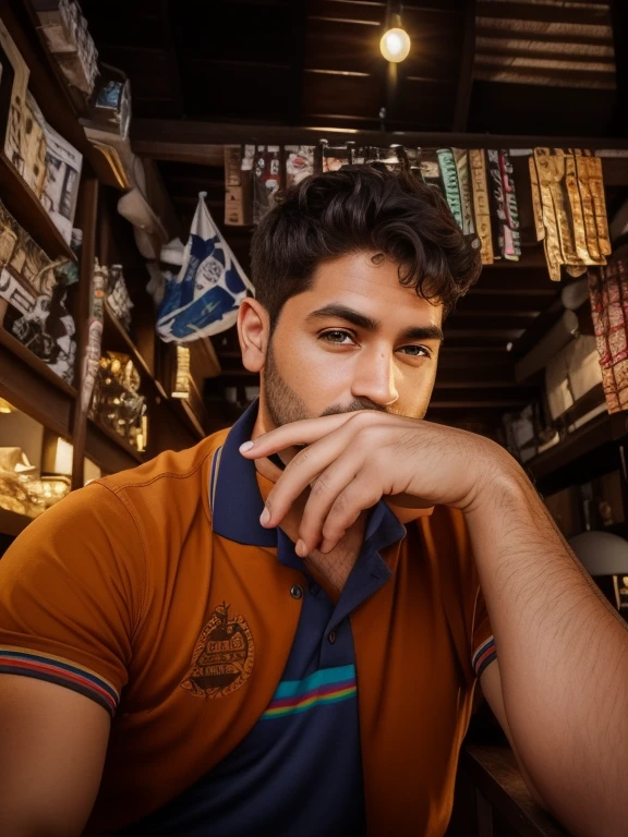 A realistic, insanely handsome happy bohemian man, short windy hair, full length, highly detailed face, nature background at sunrise, detailed body, highly detailed, soft colors, porcelain skin, elegant, golden ratio, light brown hair, short windy hair, extremely handsome detailed eyes, bright colors, rainbow hair, giving a sense of isolation and introspection, backlighting, hasselblad helios 44-2 58mm F2