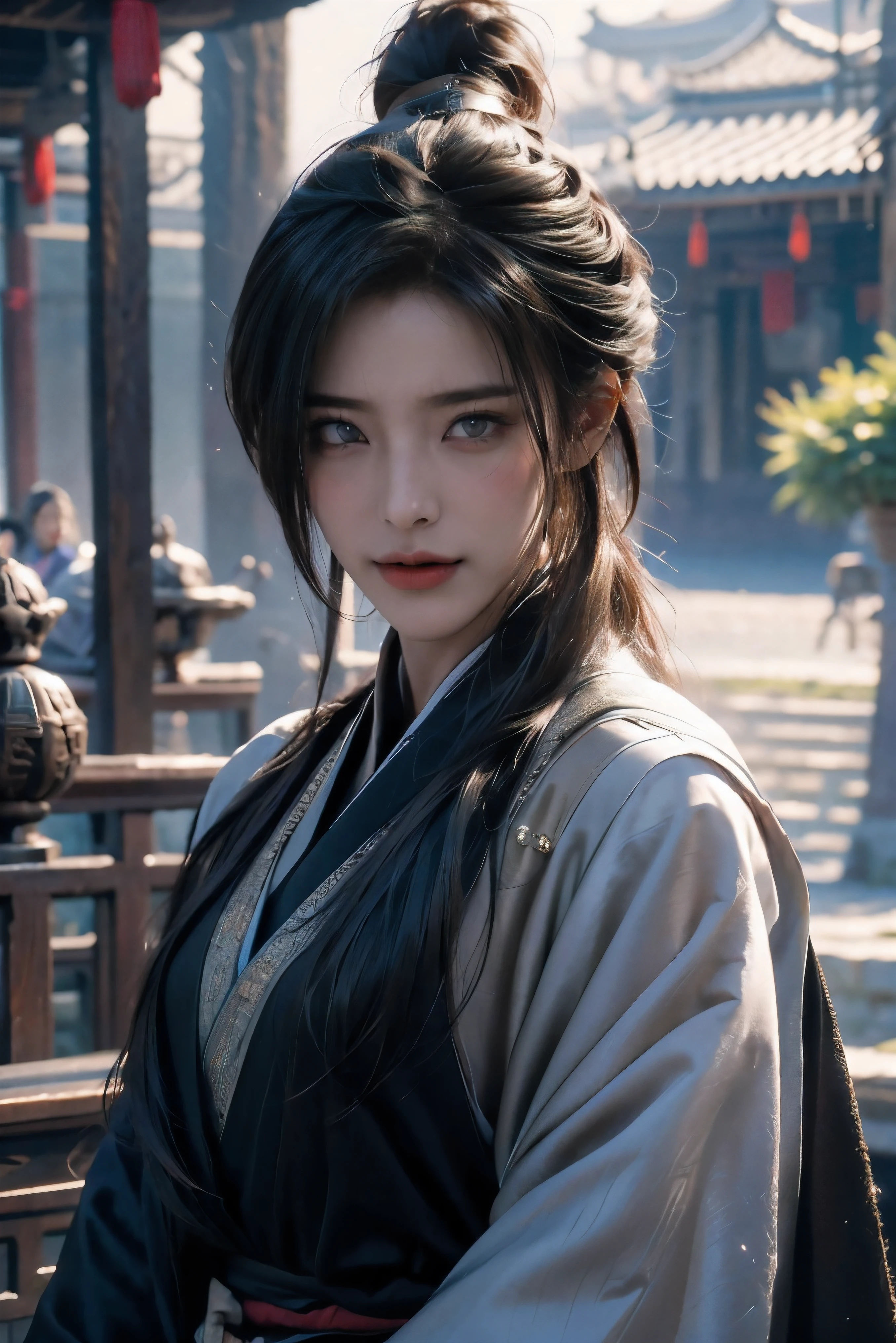 Masterpiece，The best qualities，Very high resolution，8K，((Portrait))，((Head close-up))，Original photo，real photo，数码摄影，
(Female assassins in ancient China)，(Girl in tights)，15岁少女，(Facial features rich in detail)，Beautiful pupils，(Long black hair)，优雅高贵，(Frown)，勇敢的，(Silk tights in perspective，Silk fabriclack)，Female assassins，Killer，中国古代人物，奇幻风格，
拍照姿势，夜晚的森林背景，Movie lights，Ray tracing，Game CG，((3D Unreal Engine))，oc渲染反射纹理