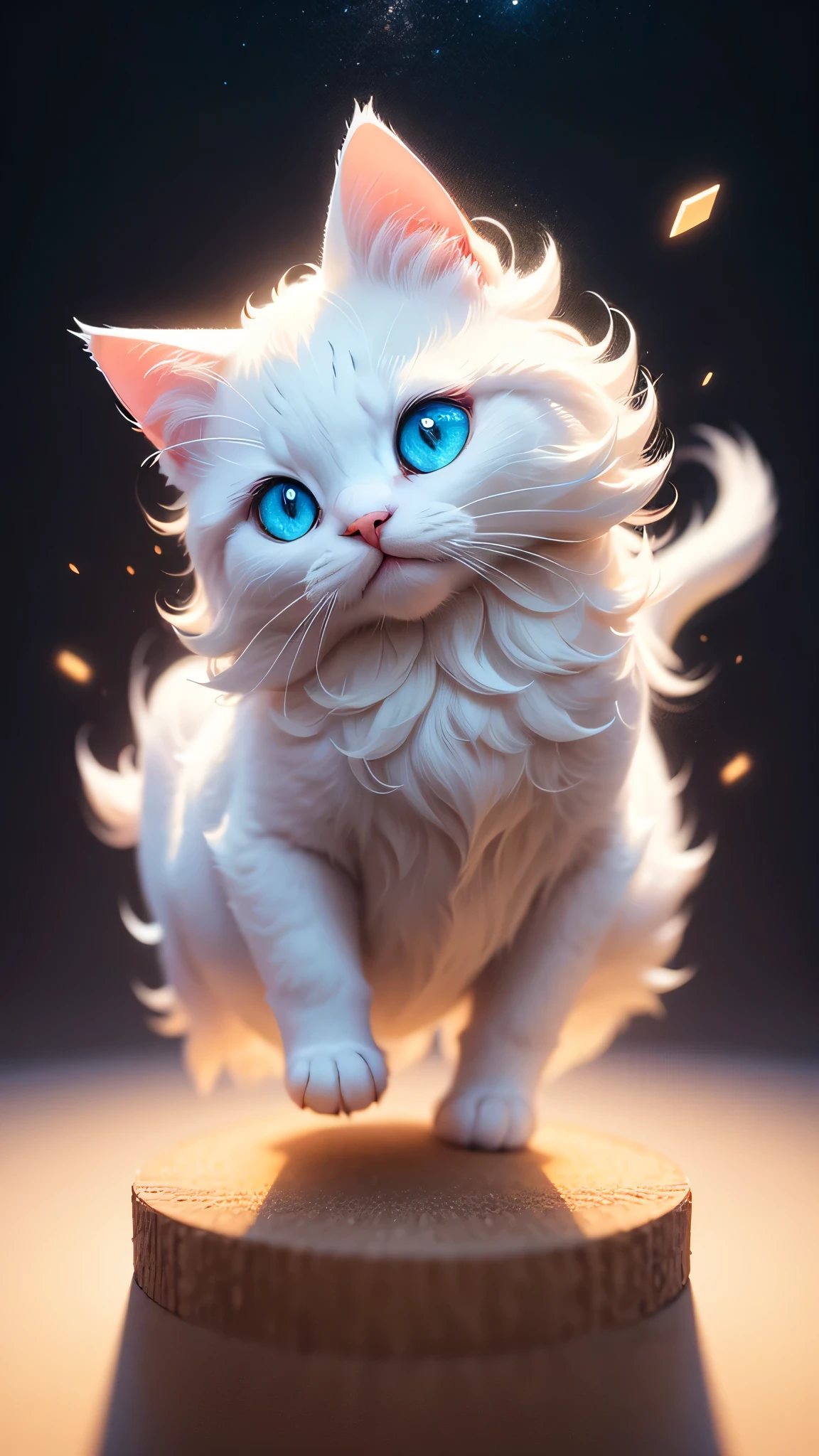cute little surreal white cat, Little, adorable fluffy, logo design, comics, cinematic lighting effects, Attractive, cute and quirky, fantasy art, Bokeh, digital painting, soft lighting, isometric style, 4K resolution, photorealistic rendering, very detailed clean, vector image, a realistic masterpiece, professional photography, space background, flat white background, isometric, 鮮やかなvector image