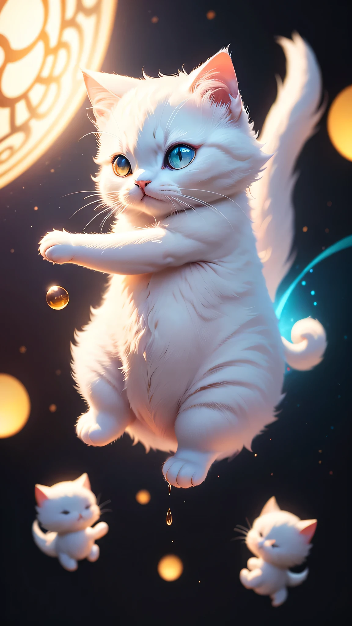 cute little surreal white cat, Little, adorable fluffy, logo design, comics, cinematic lighting effects, Attractive, cute and quirky, fantasy art, Bokeh, digital painting, soft lighting, isometric style, 4K resolution, photorealistic rendering, very detailed clean, vector image, a realistic masterpiece, professional photography, space background, flat white background, isometric, 鮮やかなvector image