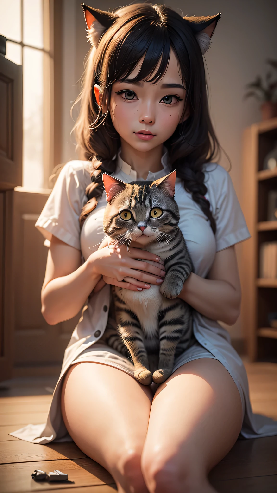 cute little surreal cat、Scottish Fold、Little、adorable fluffy、cinematic lighting effects、Charming、cute and quirky、fantasy art、Bokeh、soft lighting、4K resolution、 photorealistic rendering、very detailed、a realistic masterpiece、professional photography、
