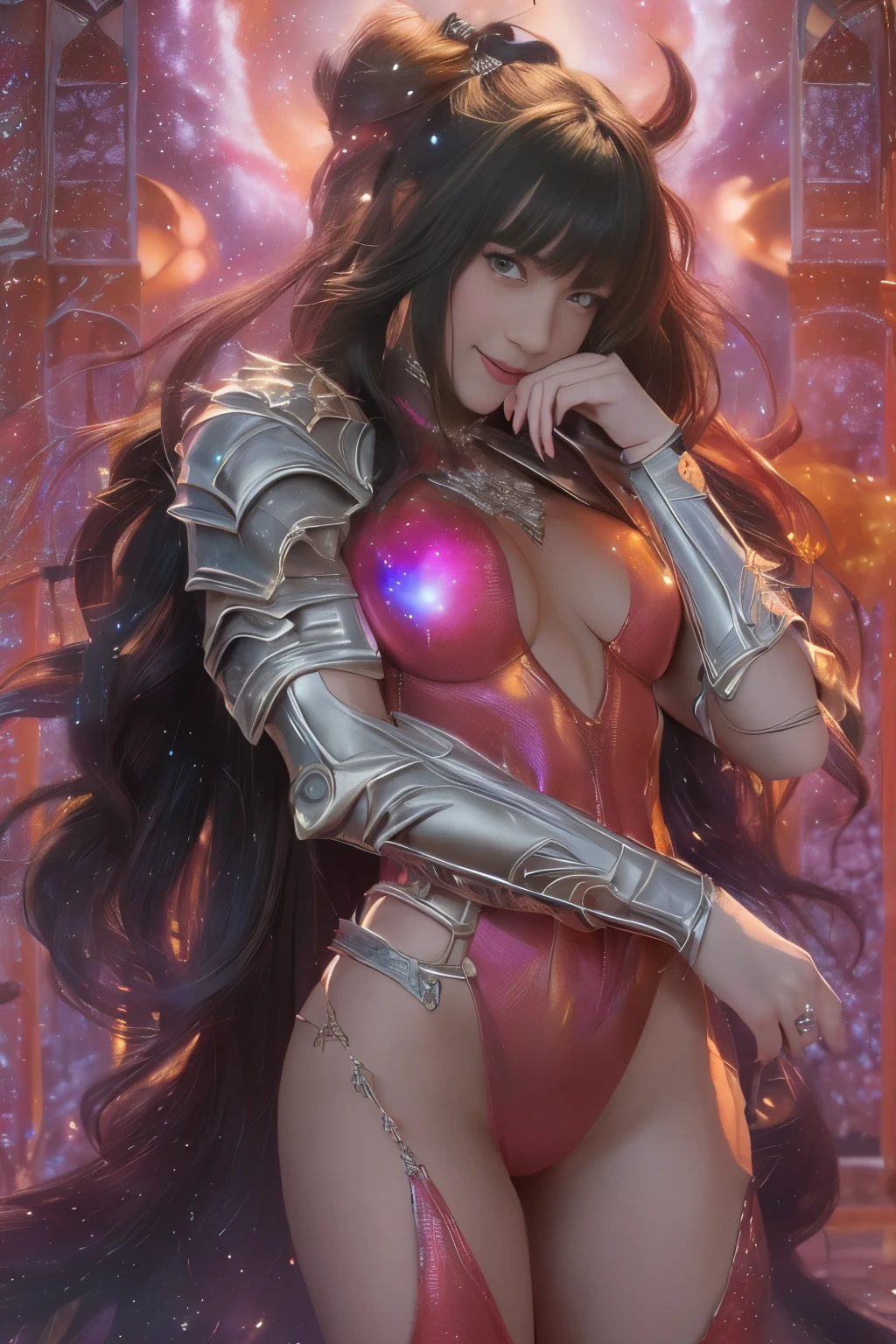 (Two beautiful teenage italian girls:1.6), Close friends, (They are hugging each other:1.2), Kiss her cheek or chest,(Detailed iridescent bodysuit with beautiful fractal or marble design:1.5), Incredible and spectacular scenes, ((High quality)), ((Detailed)), ((Fantasy)), Blue Plasma Brain, Green Plasma Body, Showing her armpits, beutiful breast, obscenity, (Lewd smile:1.2), coarse, Obscene, (Immoral:1.2), Lachish, (small breasts with beautiful raised pink areolas,,,:1.5), (Cameltoe), (Expression of ecstasy:1.2), Photorealistic, Official art, Unity 8K Wall , 8K Portrait, Best Quality, Very high resolution, (Incredibly beautiful nature background:1.6), (18 years old:1.5), (Sexy and glamorous:1.1), (A coquettish expression:1.6), (seductively smiling:1.6), (erotic posing:1.9), (Model Posing:1.8), Beautiful seductive face, Portrait, (Thick eyebrows:1.4), (Big scarlet eyes:1.6), Beautiful eyes with fine symmetry, (Ultra detailed eyes:1.4),(Highly detailed face and eyes:1.7), (High-resolution red-eye:1.8), Intimate face, (ultra detailed skin texture:1.4), White skin, pale skin, Perfect Anatomy, Thin, (Beautiful toned body:1.5), Highly detailed hair, (Moist skin:1.2), No makeup, (dark circles:1.1), Good anatomy, Focus Face, good-looking, (Emilia Clark:0.6) (Emma watson:0.3),(Jennifer Connelly:0.4), Elegant face, Nice, (A delicately crafted necklace is wrapped around her neck...), (Bioluminescence with brilliant brilliance:1.4), (Luminous magic circle:1.5), Ruins of an ancient castle, Shining majestic cloud masses and sky, lightning bolt, Epic Realistic, (Greg Rutkowski:0.8), (teal and orange:0.4), (Art Station:1.5), Cinematic, (NSFW:1.2), Hyper Detailed, Dramatic light, (Intricate details:1.1), Beautiful black hair, (Wearing a gauntlet with a dense and very beautiful design decorated with jewels:1.1), Small chest, Galaxy, (nebulas:1.6), The Dark Knight, Fully armored body focus