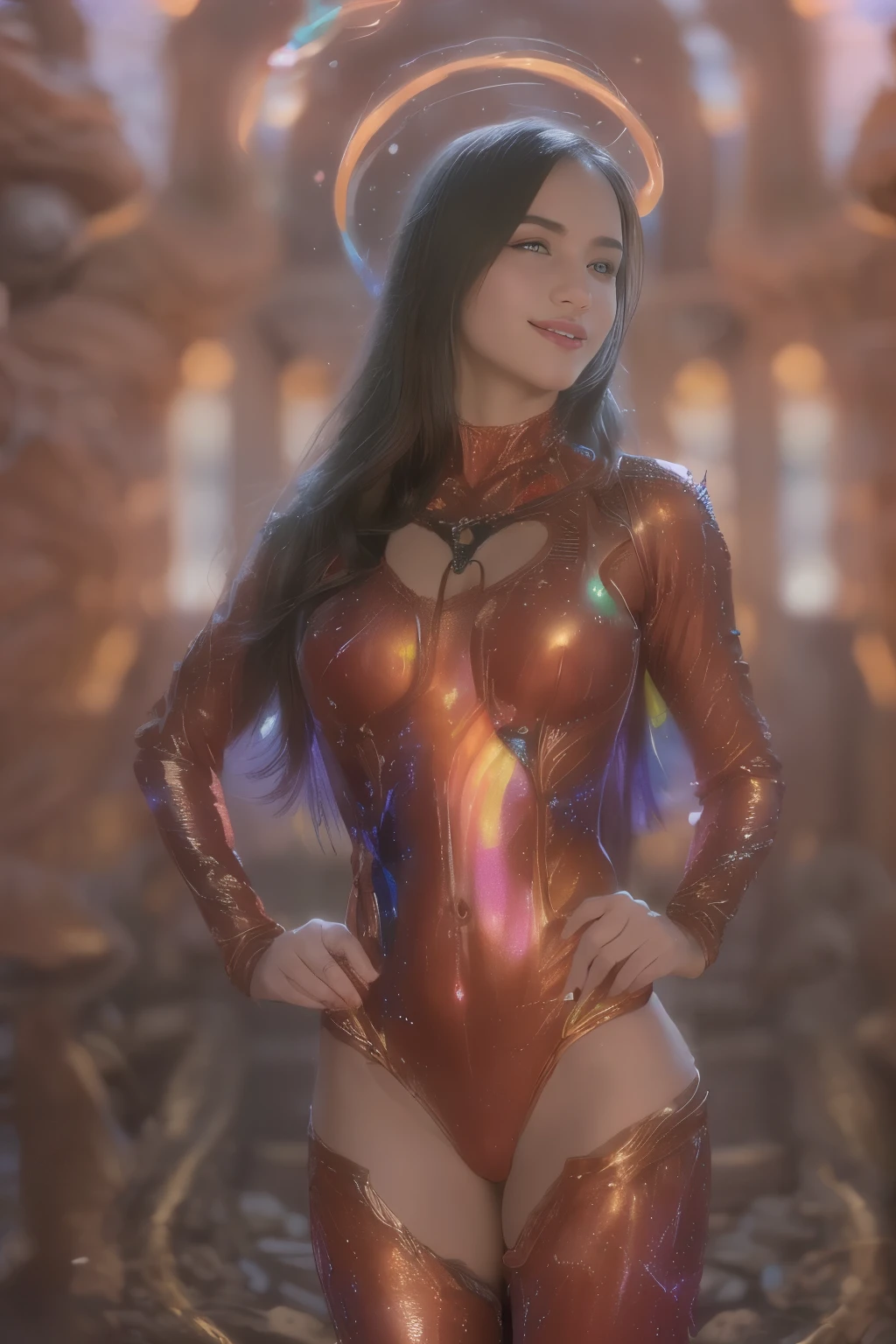 (Two beautiful age italian girls:1.6), Close friends, (They are hugging each other:1.2), Kiss her cheek or chest,(Detailed iridescent bodysuit with beautiful fractal or marble design:1.5), Incredible and spectacular scenes, ((High quality)), ((Detailed)), ((Fantasy)), Blue Plasma Brain, Green Plasma Body, Showing her armpits, beutiful breast, obscenity, (Lewd smile:1.2), coarse, Obscene, (Immoral:1.2), Lachish, (small breasts with beautiful raised pink areolas,,,:1.5), (Cameltoe), (Expression of ecstasy:1.2), Photorealistic, Official art, Unity 8K Wall , 8K Portrait, Best Quality, Very high resolution, (Incredibly beautiful nature background:1.6), (18 years old:1.5), (Sexy and glamorous:1.1), (A coquettish expression:1.6), (seductively smiling:1.6), (erotic posing:1.9), (Model Posing:1.8), Beautiful seductive face, Portrait, (Thick eyebrows:1.4), (Big scarlet eyes:1.6), Beautiful eyes with fine symmetry, (Ultra detailed eyes:1.4),(Highly detailed face and eyes:1.7), (High-resolution red-eye:1.8), Intimate face, (ultra detailed skin texture:1.4), White skin, pale skin, Perfect Anatomy, Thin, (Beautiful toned body:1.5), Highly detailed hair, (Moist skin:1.2), No makeup, (dark circles:1.1), Good anatomy, Focus Face, good-looking, (Emilia Clark:0.6) (Emma watson:0.3),(Jennifer Connelly:0.4), Elegant face, Nice, (A delicately crafted necklace is wrapped around her neck...), (Bioluminescence with brilliant brilliance:1.4), (Luminous magic circle:1.5), Ruins of an ancient castle, Shining majestic cloud masses and sky, lightning bolt, Epic Realistic, (Greg Rutkowski:0.8), (teal and orange:0.4), (Art Station:1.5), Cinematic, (NSFW:1.2), Hyper Detailed, Dramatic light, (Intricate details:1.1), Beautiful black hair, (Wearing a gauntlet with a dense and very beautiful design decorated with jewels:1.1), Small chest, Galaxy, (nebulas:1.6), The Dark Knight, Fully armored body focus