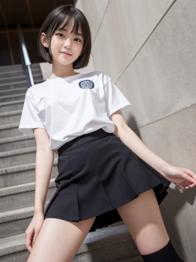Very cute girl、mini skirt,