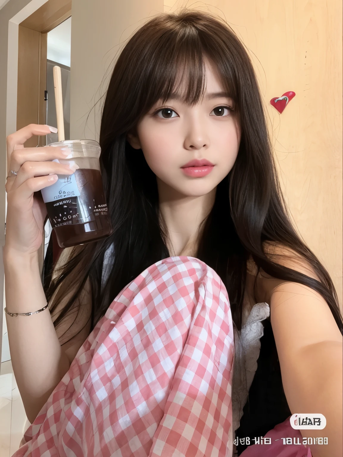coreana, cabelos loiros enormes, em seu quarto, fofa, sexy