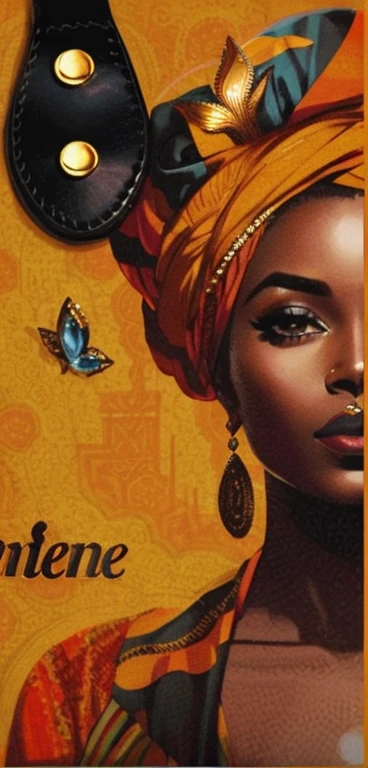 a close up of a woman with a turban on her head, african queen, inspired by Michel Kikoine, in style of nadine ijewere, maria borges, african woman, detailed photo of an album cover, portrait of ororo munroe, inspired by Theo Constanté, sarenrae, inspired by Ceferí Olivé