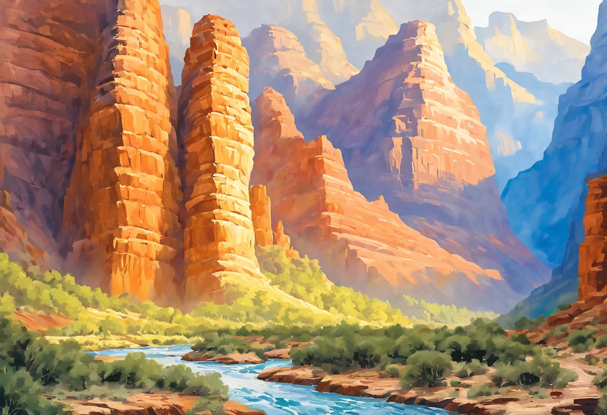 painting of Canyon mountains in 24 colors ready for painting by numbers kit