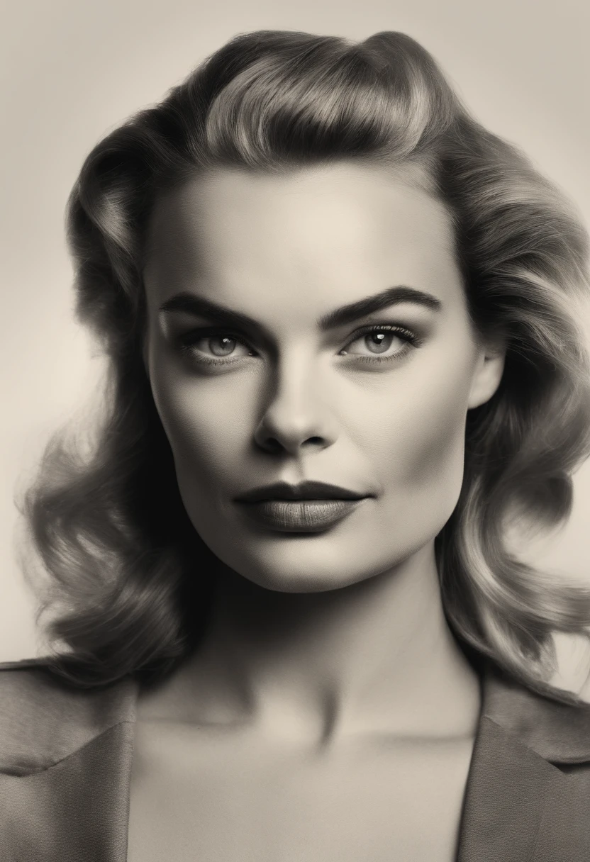 Muscular Margot Robbie as Rosie the riveter 