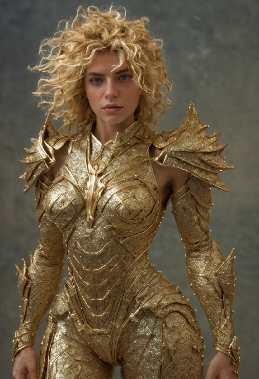 Knight of the Zodiac Aiolia de Leo, caveleira de ouro com capa branca, ataque na velocidade da luz, Saint Seya, (STYLE V-RAY!!!), (textura METAL REALISTA), CABELO REALISTA!!! (OURO BRILHANTE), (textura realista:2.0), (HDR:1.2), (4K), BLOND HAIR LONG, tiro de corpo inteiro!!!, camera low, armadura robosta super detalhada, armadura com muitas camadas, armadura com pedras preciosas, ombreiras largas, mulher, rosto angelical, symmetrical face, seduzir, coxas musculosas definidas, fundo bokeh, corpo inteiro, mostre as pernas de calcinha dourada brilhante relusente, olhos azuis sensuais, coxas BRANCAS, pernas, boca vermelha, olhos pequenos, nariz fino, (ETINIA ESLAVA), pele branca, 22 year old girl skin clean, (ABSTRACT GALAXY BACKDROP!), (OLHOS PERFEITOS!)