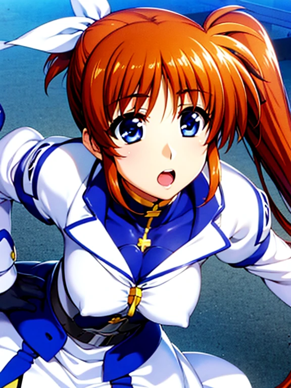 Super high quality、3Dimage:1.5、Nanoha、solo、(highest quality:1.2),highly detailed face, (Magical Girl Lyrical Nanoha), one girl、null、long hair, blue eyes, brown hair, hair ribbon, (side ponytail:1.5), white ribbon,break magical girl, Jacket, collar, puffy sleeves, long sleeve, white jacket,a little blue, Nagai skirt、Highly detailed CG, (perfect hands, perfect anatomy),whole、Front view、solo、best pictures, soft light,8Ｋimage、nude、Becoming a Fool、masturbate、climax