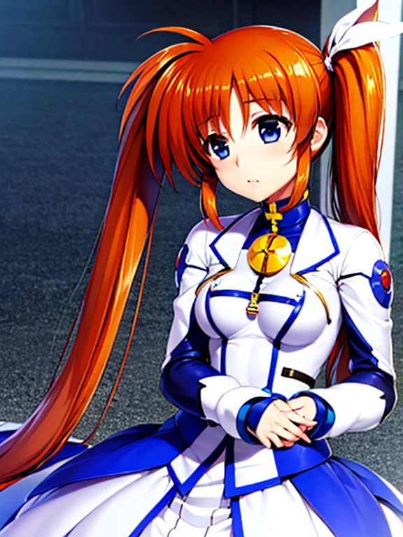 Super high quality、3Dimage:1.5、Nanoha、solo、(highest quality:1.2),highly detailed face, (Magical Girl Lyrical Nanoha), one girl、null、long hair, blue eyes, brown hair, hair ribbon, (side ponytail:1.5), white ribbon,break magical girl, Jacket, collar, puffy sleeves, long sleeve, white jacket,a little blue, Nagai skirt、Highly detailed CG, (perfect hands, perfect anatomy),whole、Front view、solo、best pictures, soft light,8Ｋimage、nude、Becoming a Fool、masturbate、climax,nude