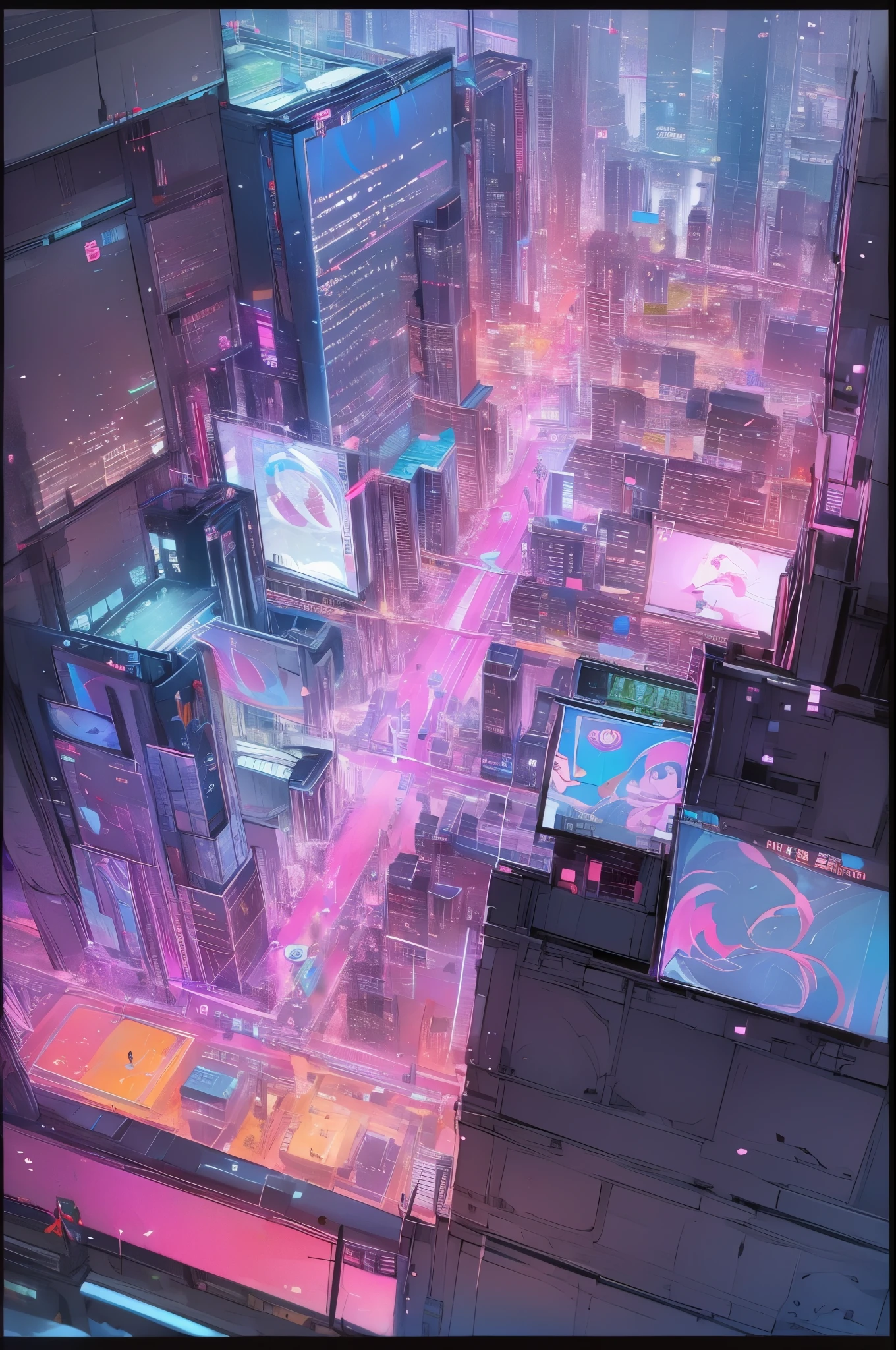 top down view, cyberpunk city map, saga map