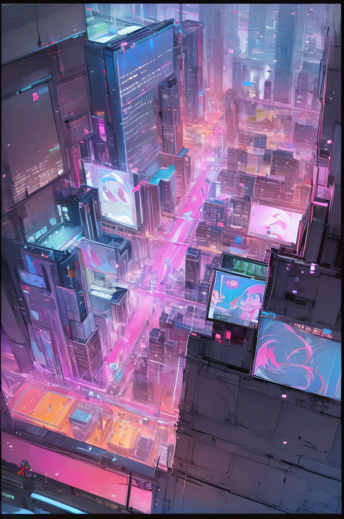 top down view, cyberpunk city map, saga map