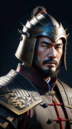 oriental、man in ancient chinese armor、Ancient Chinese man wearing a leather helmet、three kingdom、multiple warlords、highest quality、masterpiece、ultra high resolution、(realistic:1.4)、Game Posters、Clear and beautiful image quality、