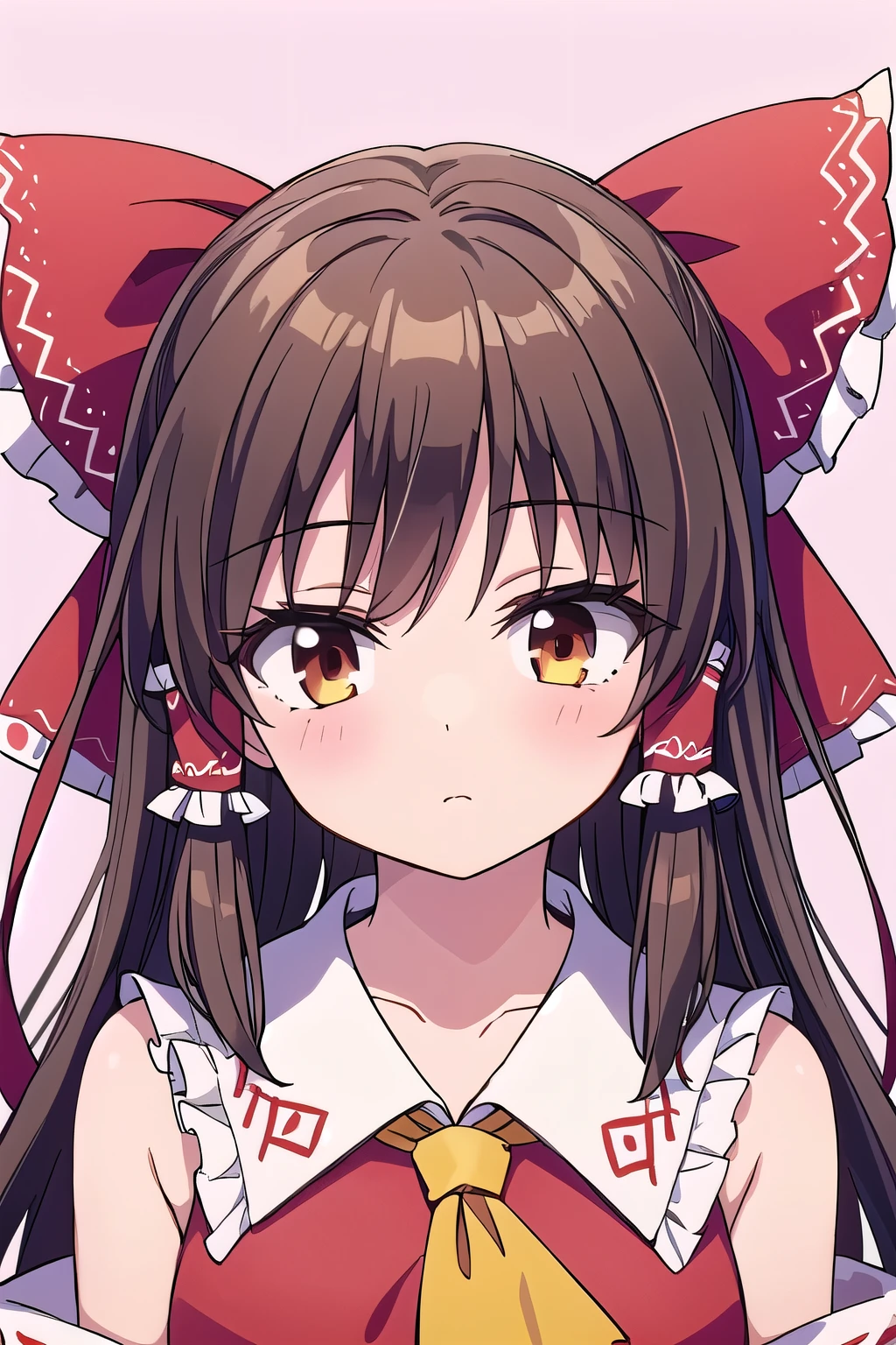 detailed background, masterpiece, best quality, 1girl, hakurei reimu, brown hair, hair tubes, hair ribbon, brown eyes, touhou project