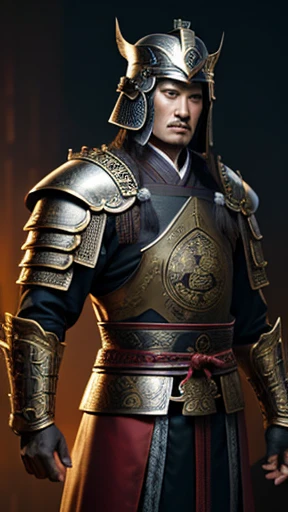 oriental、man in ancient chinese armor、Ancient Chinese man wearing a leather helmet、three kingdom、multiple warlords、highest quality、masterpiece、ultra high resolution、(realistic:1.4)、Game Posters、Clear and beautiful image quality、