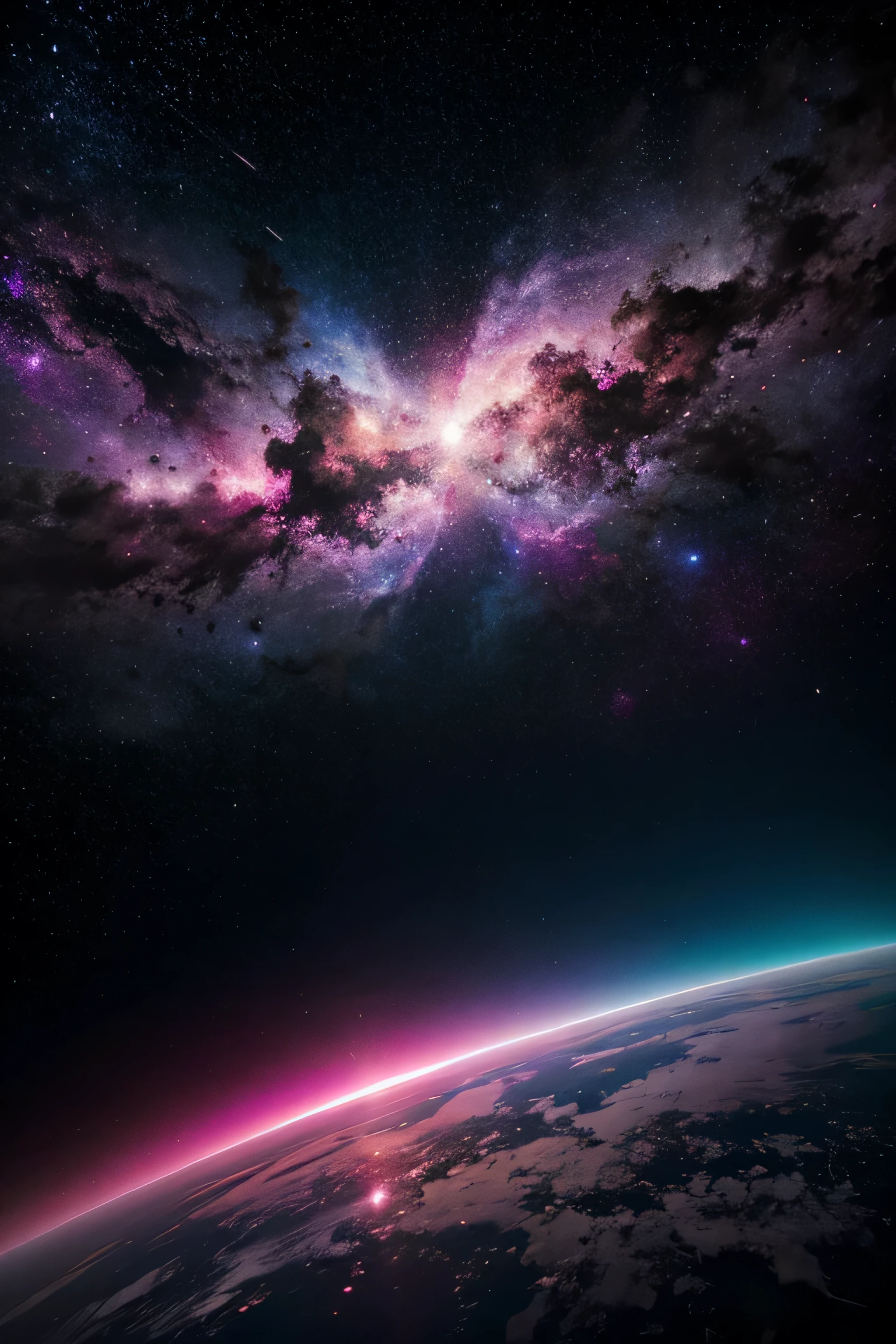 outer space, pink abstract background