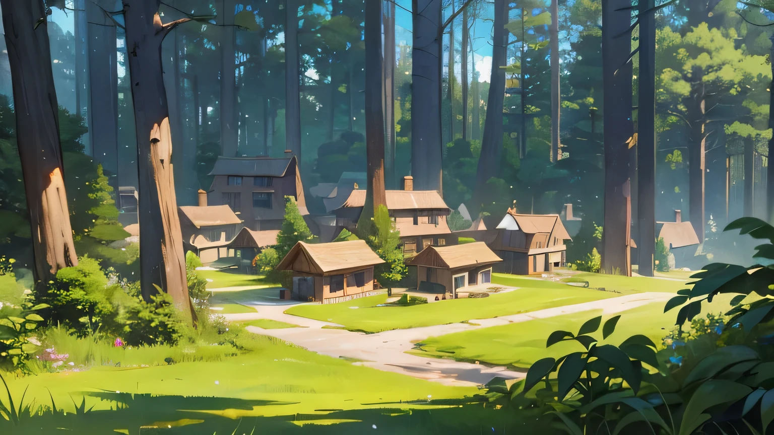 village in the forest in the trees