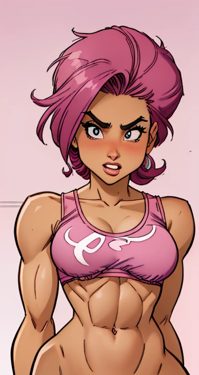 masterpiece, best quality, ultra detailed,(((boy, femboy, femboi, otoko no ko))), pink hair, short twintails,blue eyes, american ,flat breasts,Bulge, (male focus),blush,(pink lips),solo, ,tan, dark skin, standing, sports underwear, white socks, bedroom, ,(nsfw:0.55), ((flat chested, flat stomach, baby face)), (intense colors)