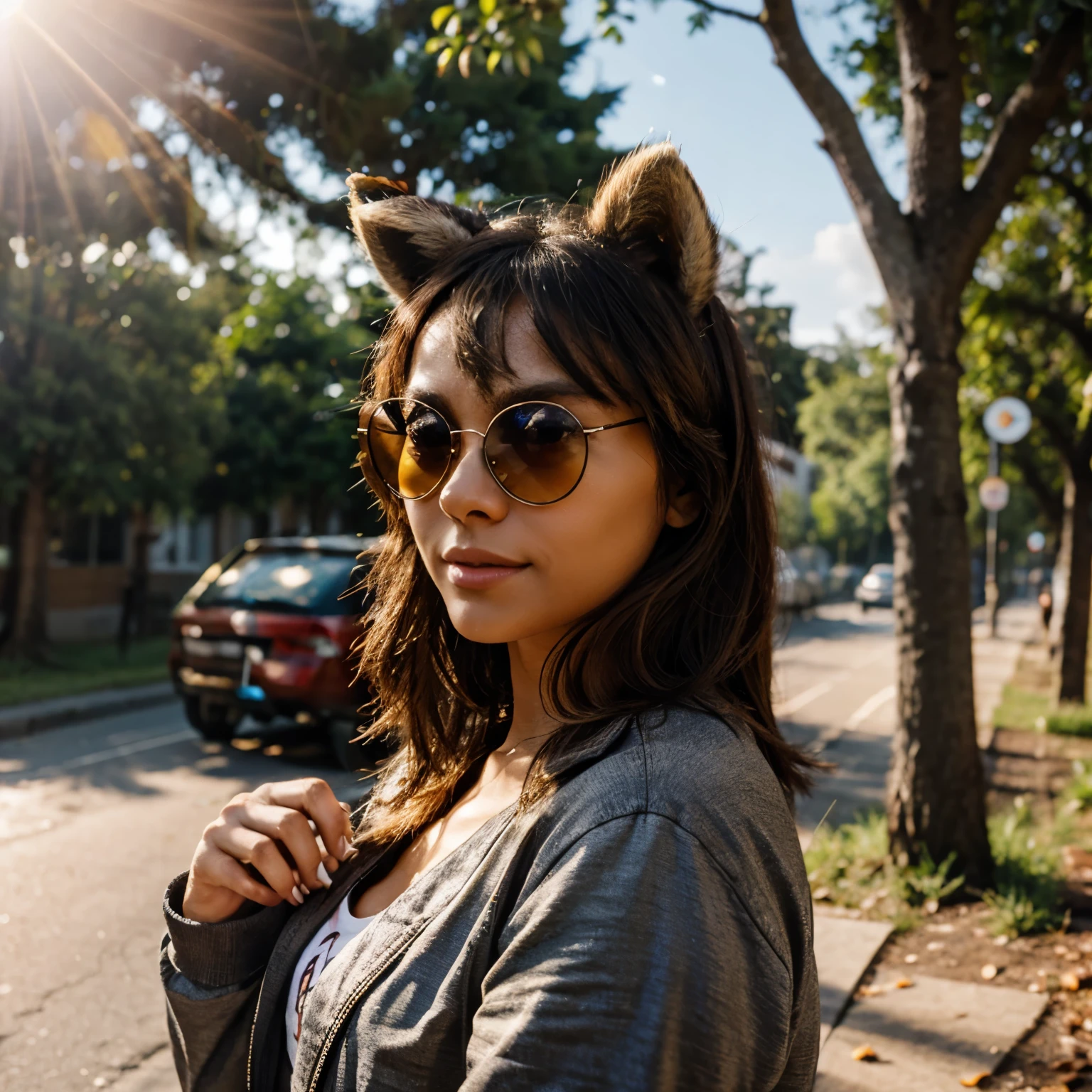 Raccoon with sun glasses