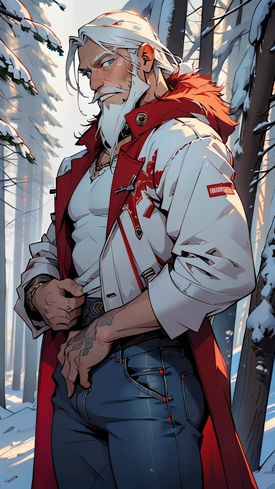 A close up of a man in a red cape and white shirt - SeaArt AI