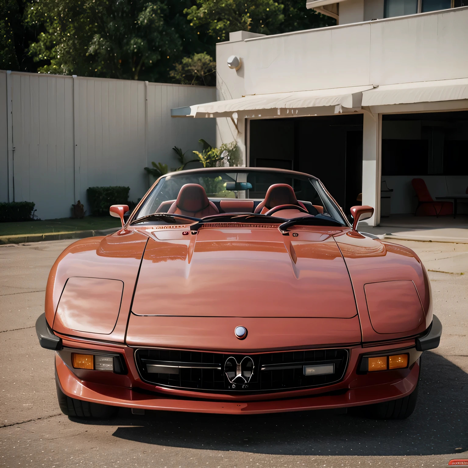 Aerodynamic futuristic concept car, Retro style of the 80's, maserati spyder 1985, cor vermelho