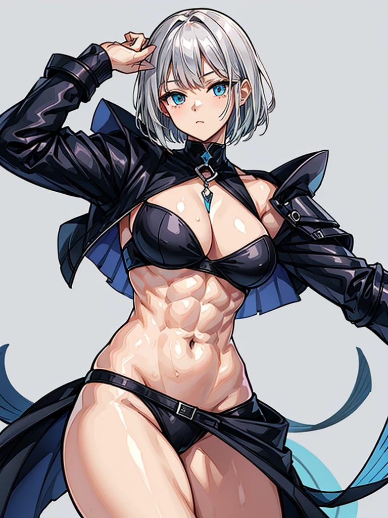 (((masterpiece、Highest image quality、highest quality、highly detailed unity 8kwallpaper)))、((Illustration of one girl))、(((beautiful girl、Brave)))、((white hair、very short hair、light blue eyes))、(stocky build, thickset physique, muscular legs, broad shoulders, solid chest)、(armor knight、long sword)、cursed village