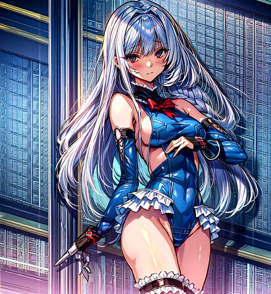 1girl in, ( (digital) ( ), medium breasts, (fril swimsuit, thighs thighs thighs thighs, Detached sleeves)) , Best Quality, marierose,、Hypnorola
Eyes in the sky、1girl in,Emotionless facial expressions,,(Inside the base:1.4)