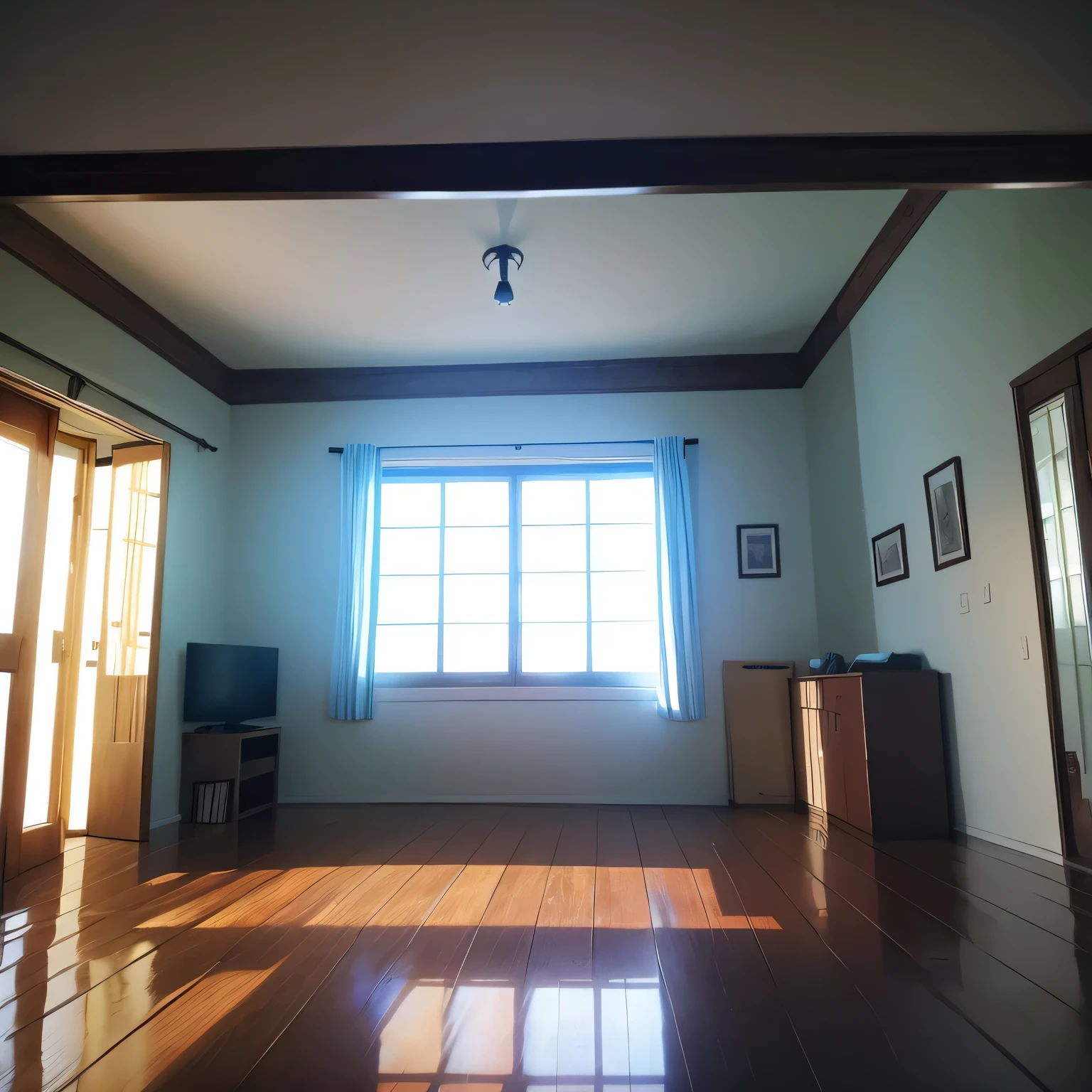 room in the house, flooded with light, first-person view, the camera is level