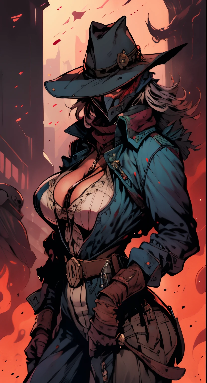 Cowgirl, bounty hunter, , massive perfect breast,