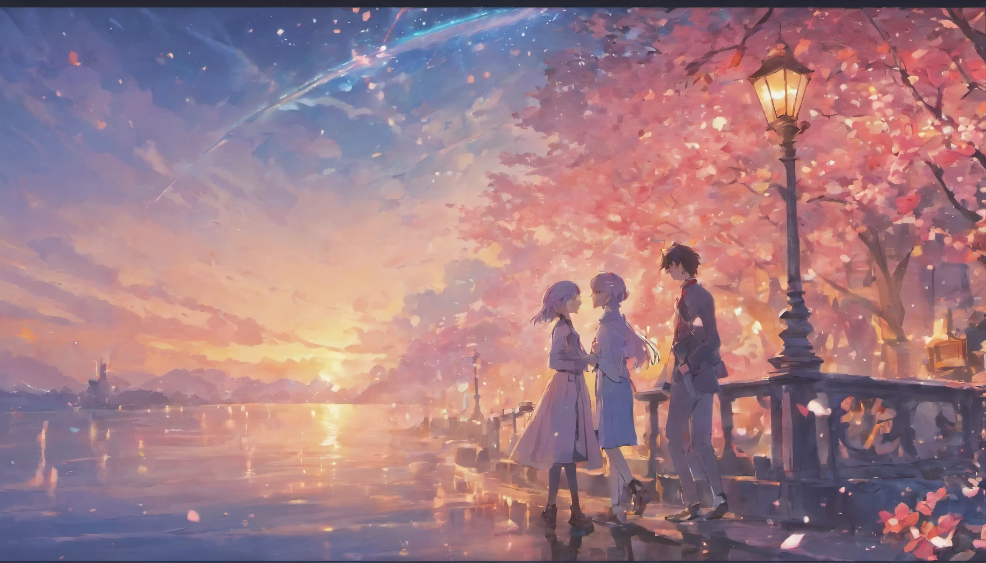 Dans une ambiance romantique，Câlins de couple，Promenez-vous dans la mer des roses，Sous le ciel bleu et les nuages blancs, le thème romantique de la Saint-Valentin。