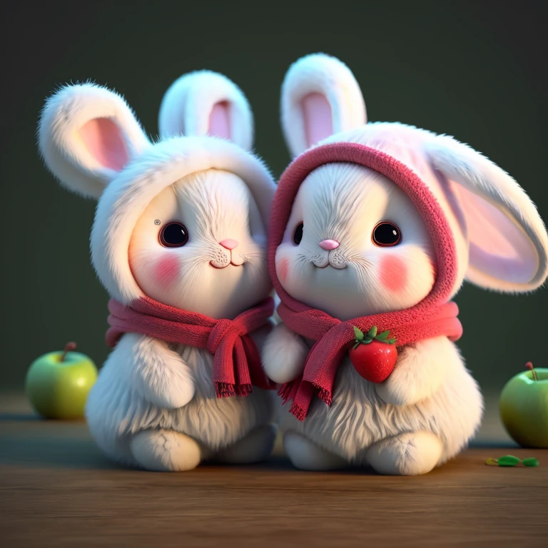 The prompt for the given theme "Rabbit" can be:

"fluffy realistic rabbit, dressed animal, apple, dark circles, blushing face, cherry, food, fruit, whole body, non-human, strawberry, tomato, watermelon, vibrant colors, natural lighting"