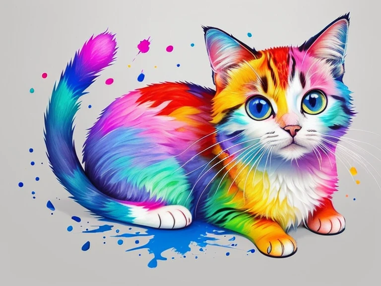 a close up of a cat with a paint splatter on it's face, cute detailed artwork, liquid cat, cute colorful adorable, cute digital art, cat design, splash of color, cute detailed digital art, adorable digital painting, painted in bright water colors, extremely high quality artwork, furry art, detailed painting 4 k, artistic 4 k, digital art. highly detailed