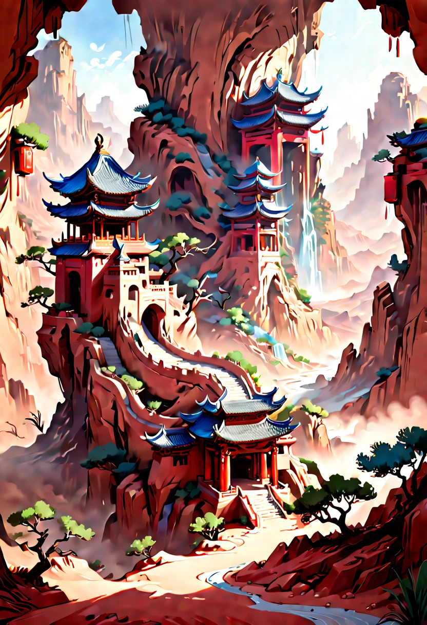 Desert Canyon, chinese style, enhance, intricate, (best quality, masterpiece, Representative work, official art, Professional, unity 8k wallpaper:1.3)