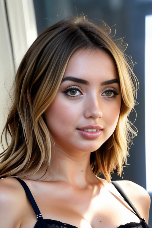 (ana di armas), Beautiful woman, blonde messy hair (deitado na cama) (espalhando corpo de legull:1.3), figura sexy, (Peitos grandes:1.3), (lingerie sexy apertada),(master piece) (better quality) (circunstanciado) (8k) (HDR) (papel de parede) (Cinematic lighting) (sharp focus) (intrincado)