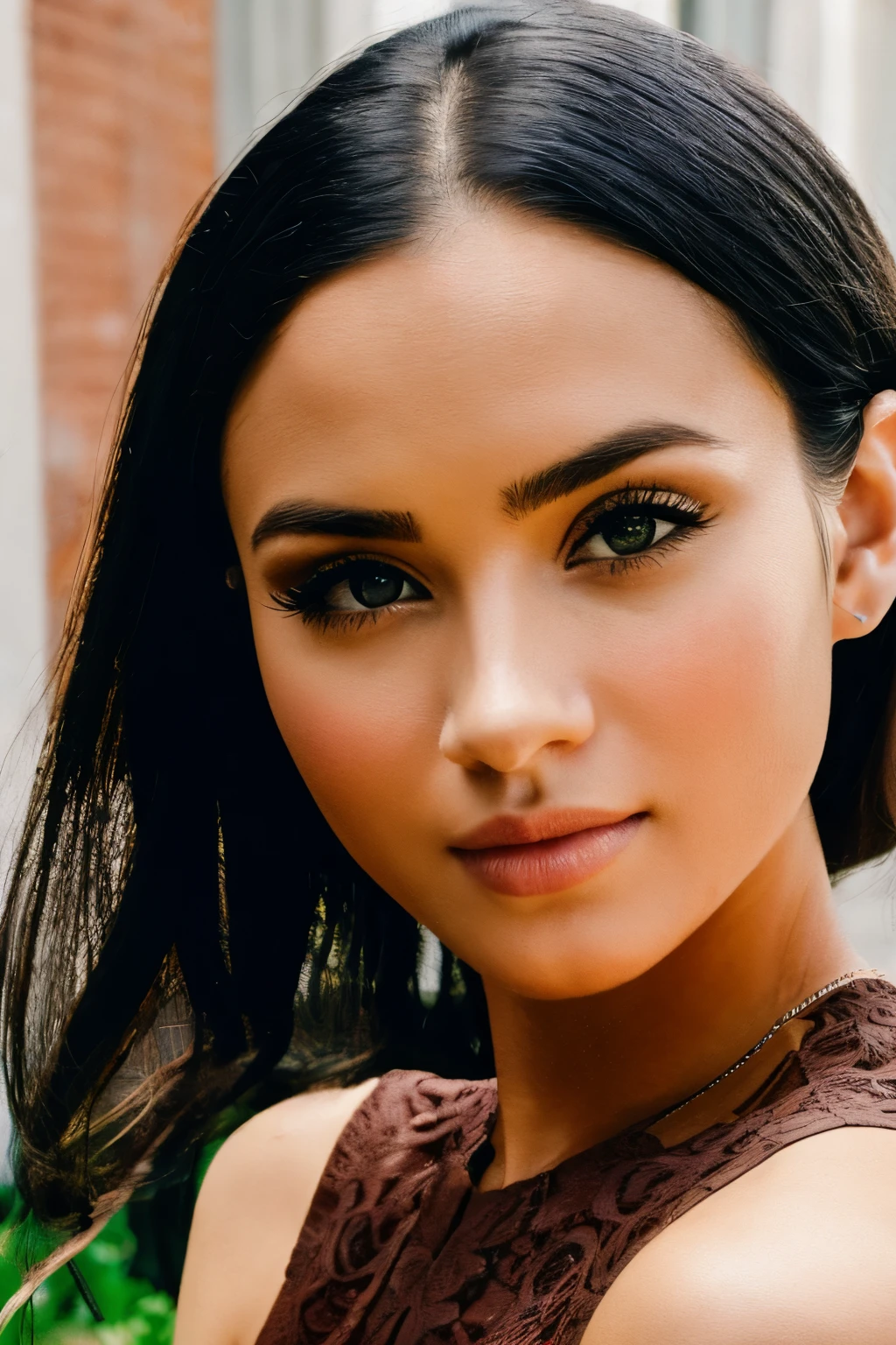25 years old, beautiful face, full lips, realistic photo
