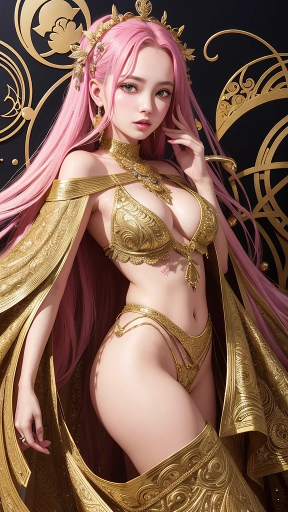 (masterpiece、highest quality、highest quality、official art、beautiful and aesthetic:1.2)、(1girl)、Extreme Details、colorful、highest details、official art、unity 8k wallpaper、Super detailed、beautiful and aesthetic、beautiful、masterpiece、highest quality、(zentangle、mandala、tangle、entanglement)、holy light、gold foil、gold foilアート、Glitter painting、PerfectNwsjMajmagic