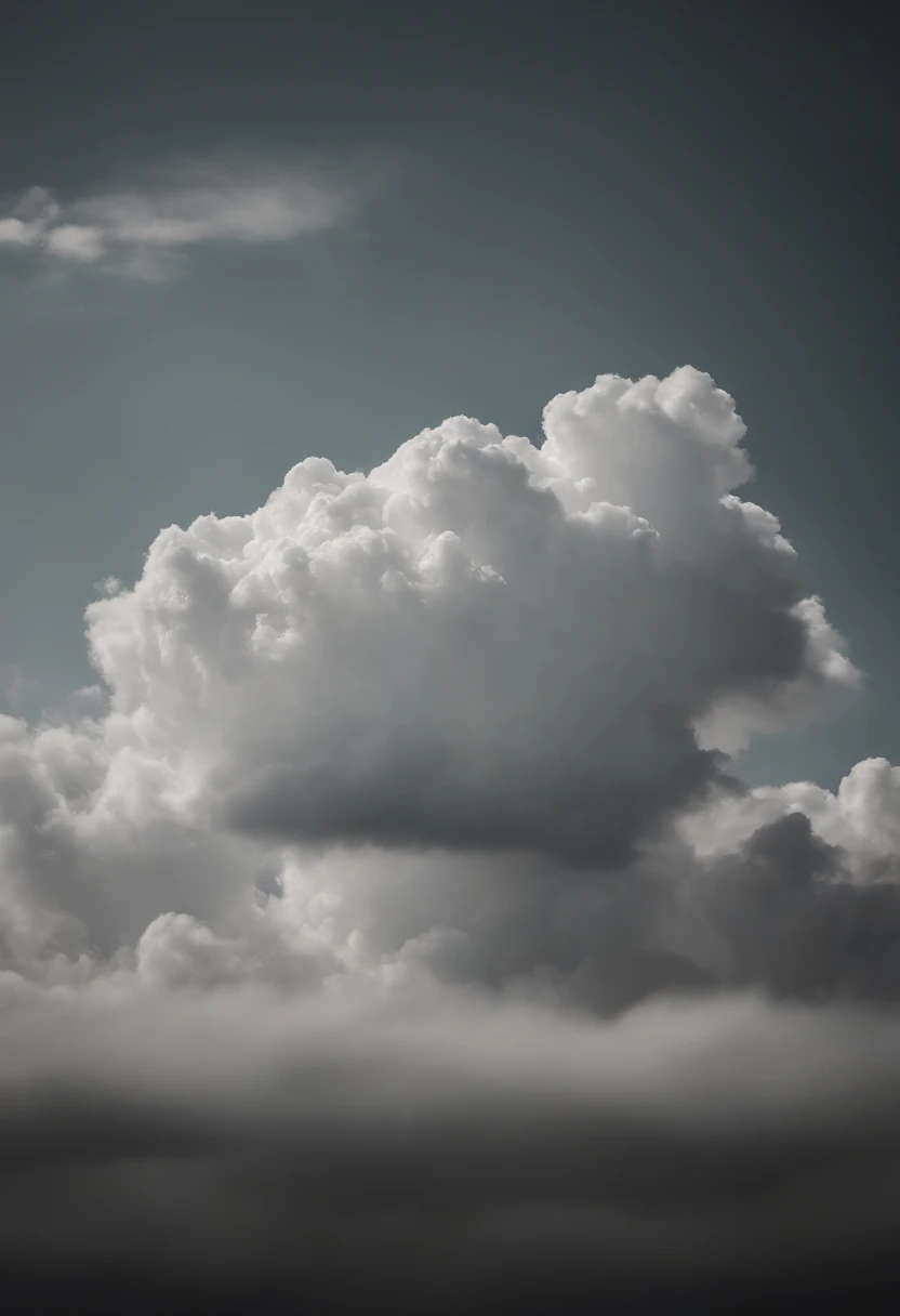 a minimalistic shot of a solitary cumulus nimbus cloud against a plain, monochromatic background, emphasizing its beauty and simplicity