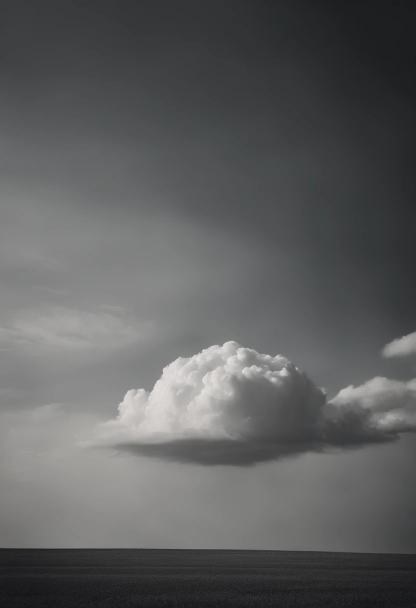 a minimalistic shot of a solitary cumulus nimbus cloud against a plain, monochromatic background, emphasizing its beauty and simplicity