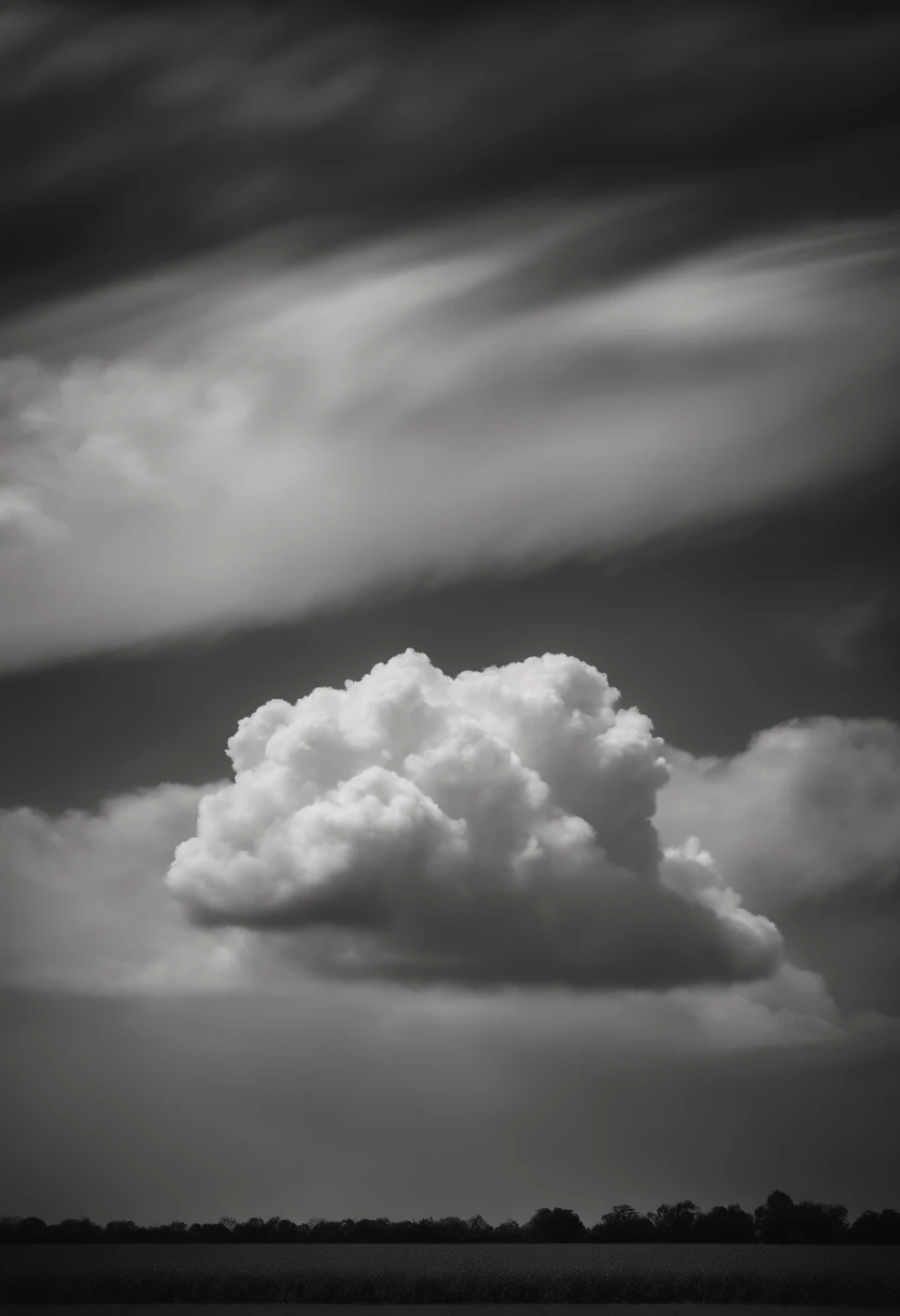 a minimalistic shot of a solitary cumulus nimbus cloud against a plain, monochromatic background, emphasizing its beauty and simplicity