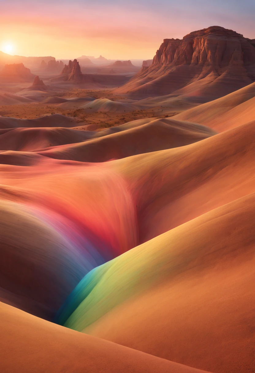 Gradient color light, Desert Canyon, by Gabriel Dawe, enhance, intricate, (best quality, masterpiece, Representative work, official art, Professional, unity 8k wallpaper:1.3)