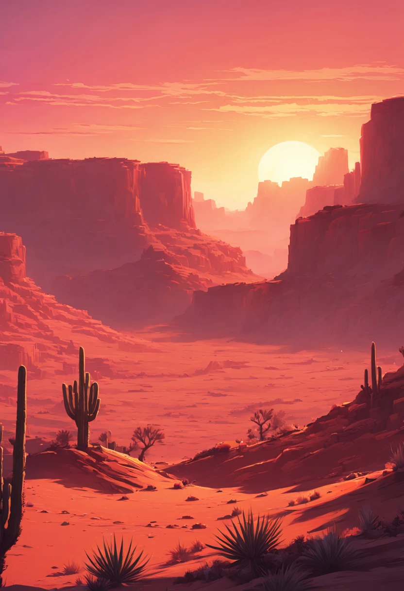 Desert Canyon, sunset, by Alena Aenami, enhance, intricate, (best quality, masterpiece, Representative work, official art, Professional, unity 8k wallpaper:1.3)