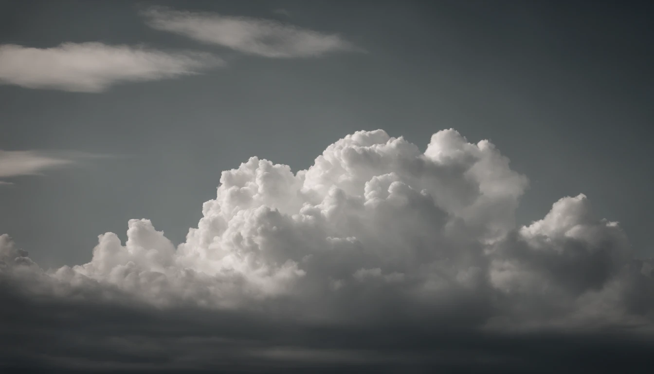 a minimalistic shot of a solitary cumulus nimbus cloud against a plain, monochromatic background, emphasizing its beauty and simplicity