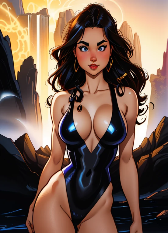 fantasy art, ink punk style vector art style by Salvador Dali in collaboration Ilya Kuvshinov, Young woman, full-length body, no clothes, professional art (slender alluring woman), complex art, ((high detail)) multicoloured. ((high quality))