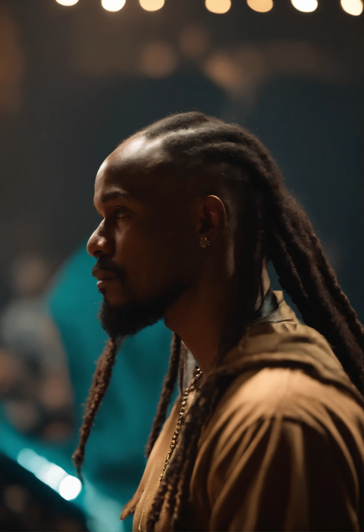 logo simbolo smoke, Baby negro Moreno, small with Boyde-style dreadlocks, one of a musician playing to audiences Aliens I wanted three different avatars,plano completo, com elementos ,water, ,fogo, Terra, ar, lightning, vento, azuis, o outro com roupas em chamas, o outro com ouro, informs about a lotus position, transparente no topo