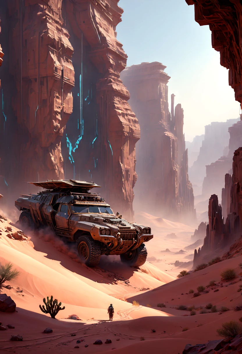 Desert Canyon, octane render, intricate, (best quality, masterpiece, Representative work, official art, Professional, unity 8k wallpaper), (by Wadim Kashin:1.2)