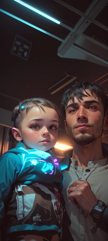 (cyberpunk,scenery,portrait) handsome boy face, (ultra-realistic,high-res:1.2), cybernetic implants, neon lights, futuristic cityscape, holographic displays, urban decay, technologically advanced, dystopian atmosphere, stylish fashion, augmented reality, dramatic lighting, intense gaze.